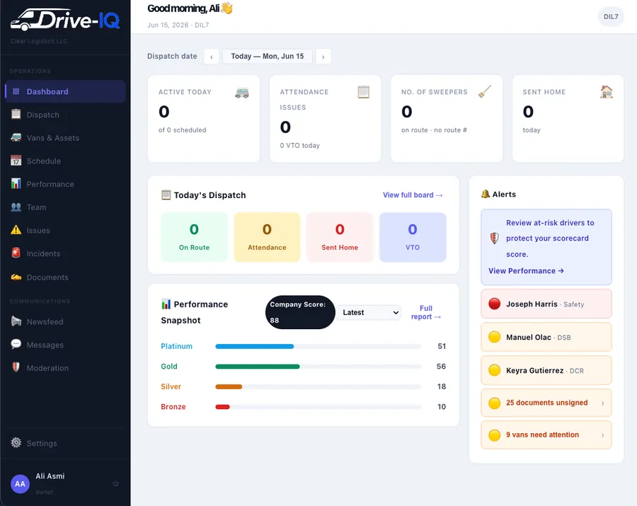 Drive IQ — AI-powered fleet management platform for Amazon Delivery Service Partners that consolidate