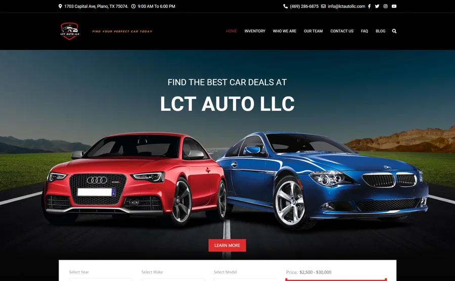 LCT Auto — Car rental and automotive services website for LCT Auto LLC with modern design and online 